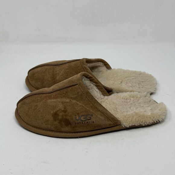 UGG Scuff Slippers Mens 11 Chestnut Brown Suede Shearling Slip On Comfort 5776 main image 6